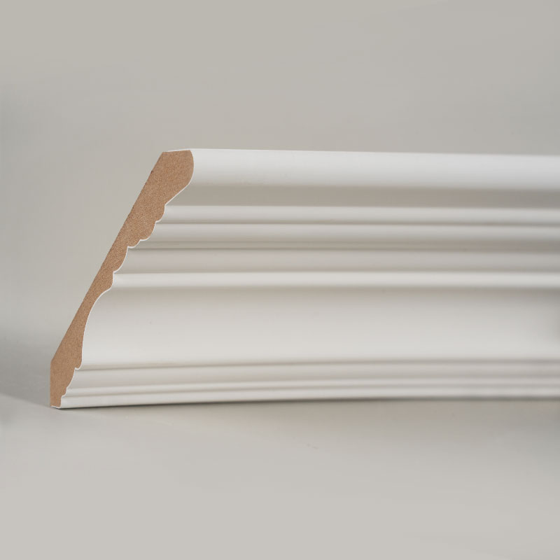 Modanatura a corona in MDF (primerizzata con riempitivo e bianco perla) 3/5' x 4 1/2'