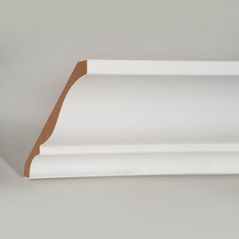 Modanatura a corona in MDF (primerizzata con riempitivo e bianco perla) 3/5' x 5 1/4'