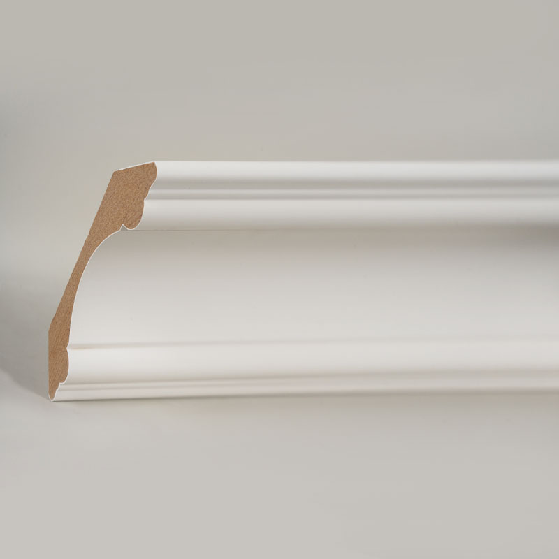 Modanatura a corona in MDF (primerizzata con riempitivo e bianco perla) 3/4' x 3 3/8'