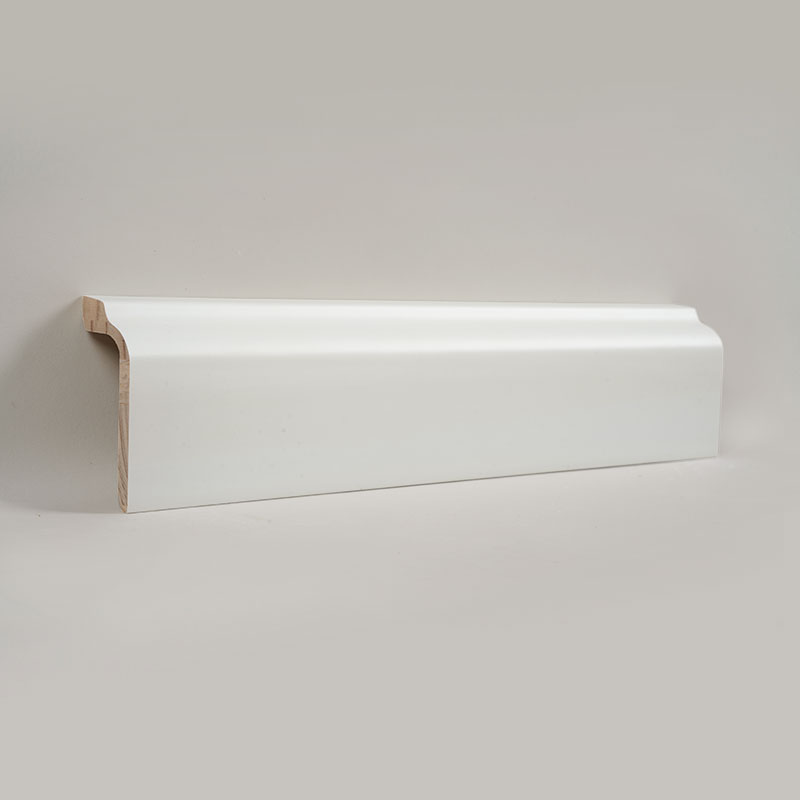 Battiscopa in legno di pino (primerizzato con stucco + vernice) - Bianco 1 3/5'x3 5/9'