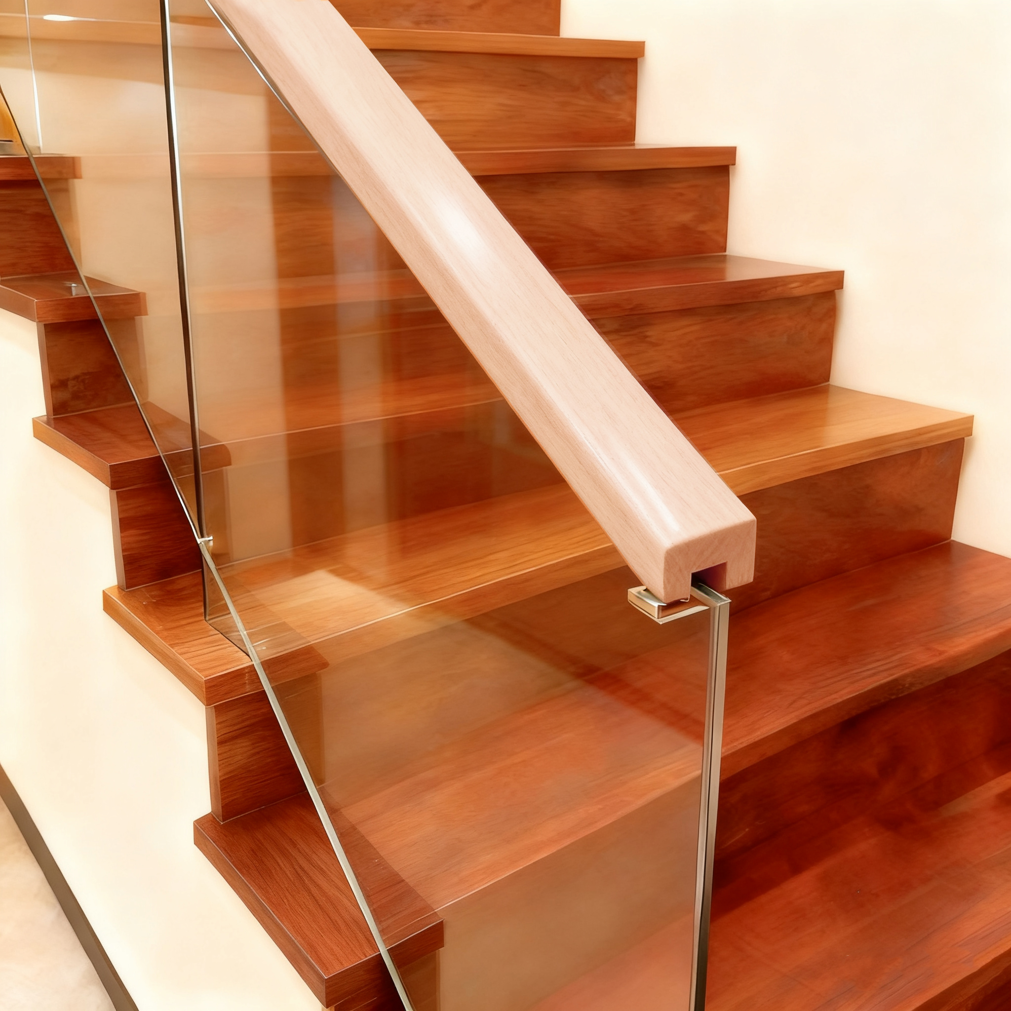 Corrimano per scale in legno massello (avvolto in PVC) - Colore rovere 1 3/7' x 1 3/7'