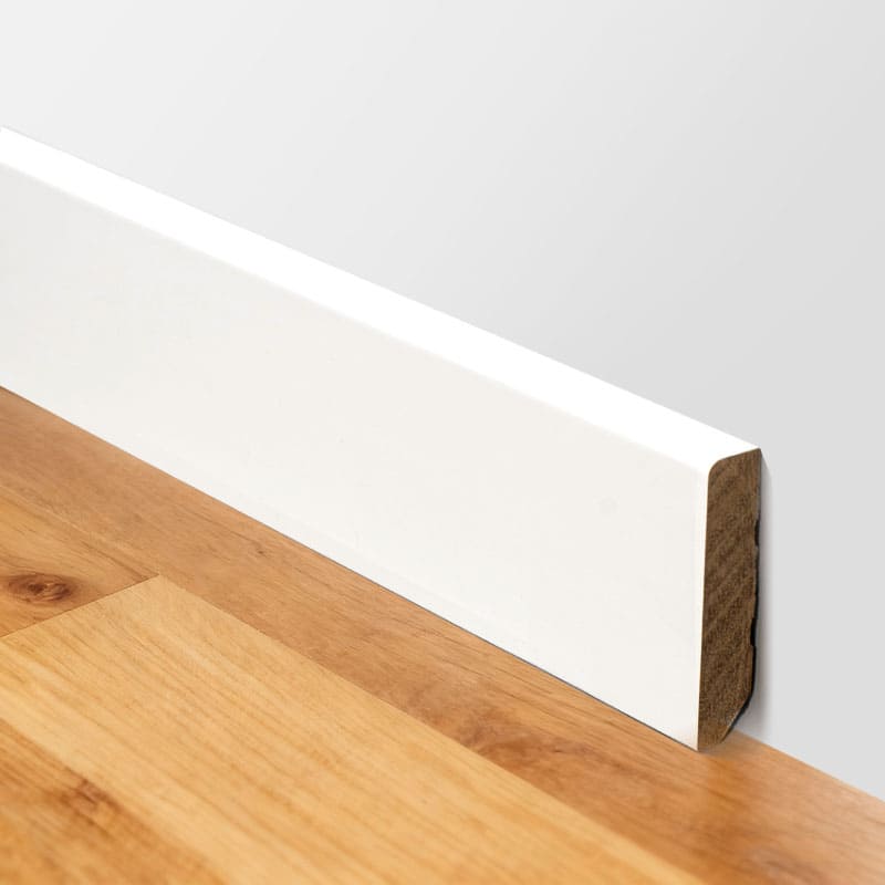 Battiscopa in legno massello (primerizzato e verniciato) - Bianco 1/2' x 2 3/8'