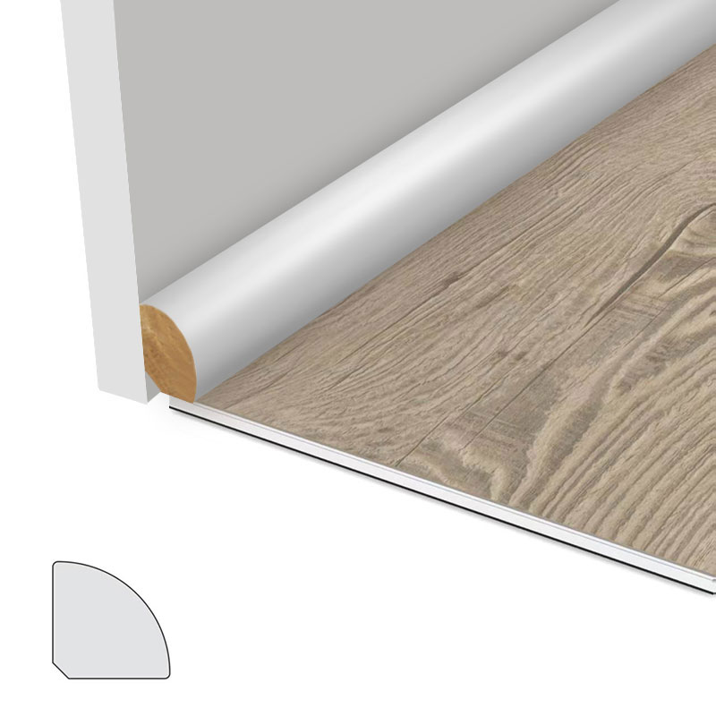 Modanatura a quarto di giro in legno massello (primerizzata con riempitivo) - Bianca 7/8' x 7/8'